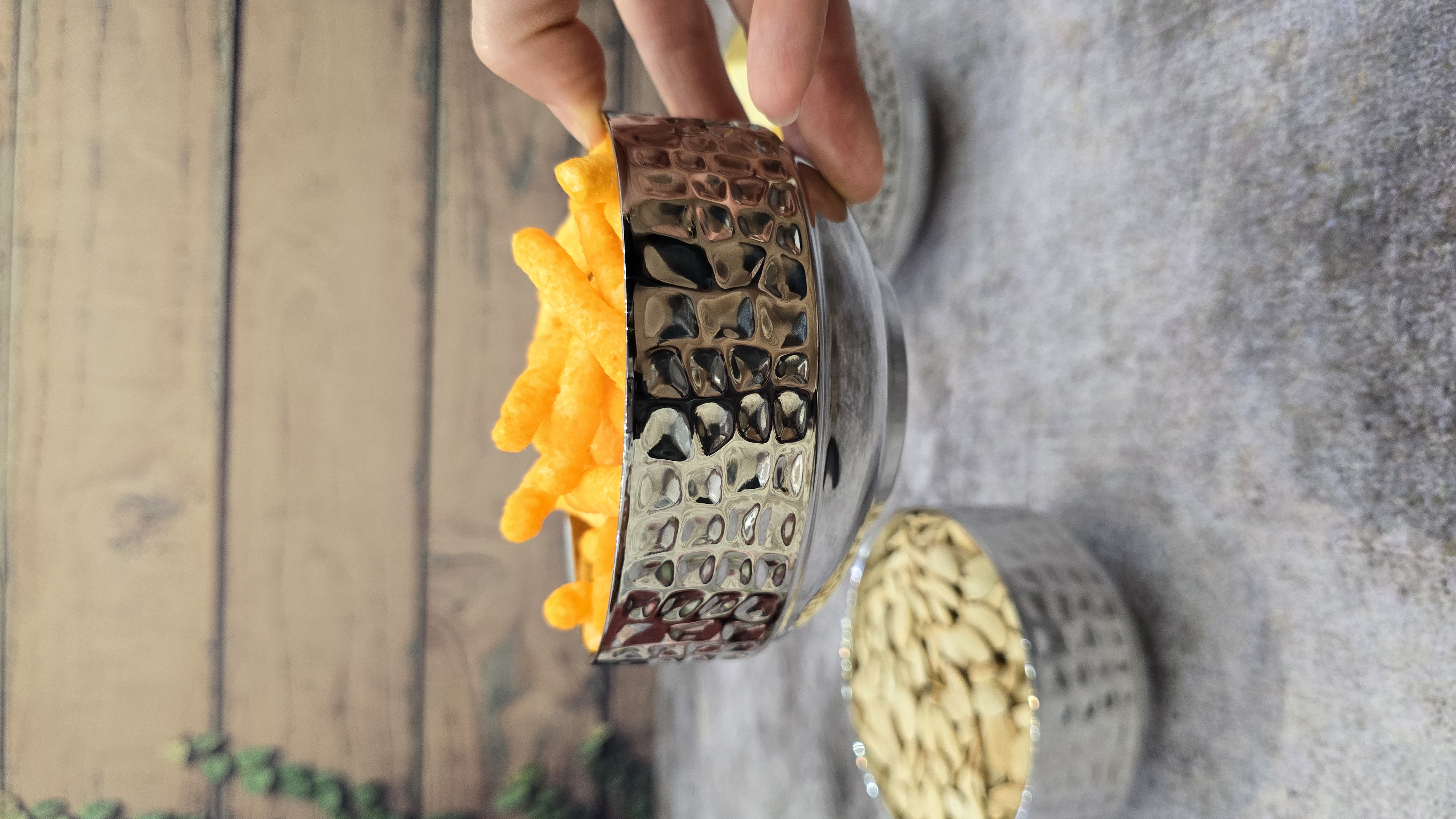 کاسه استیل دوجداره چکشی وارداتی سه عددی