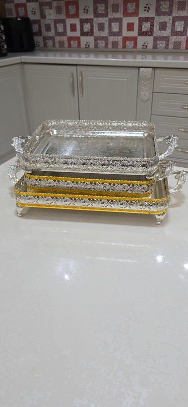 سینی پذیرایی پایه دار طرح انگلیسی دیانا